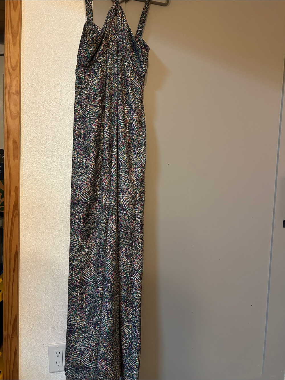 Collective Concepts Multicolor Mosaic Print Dress with Gray Trim